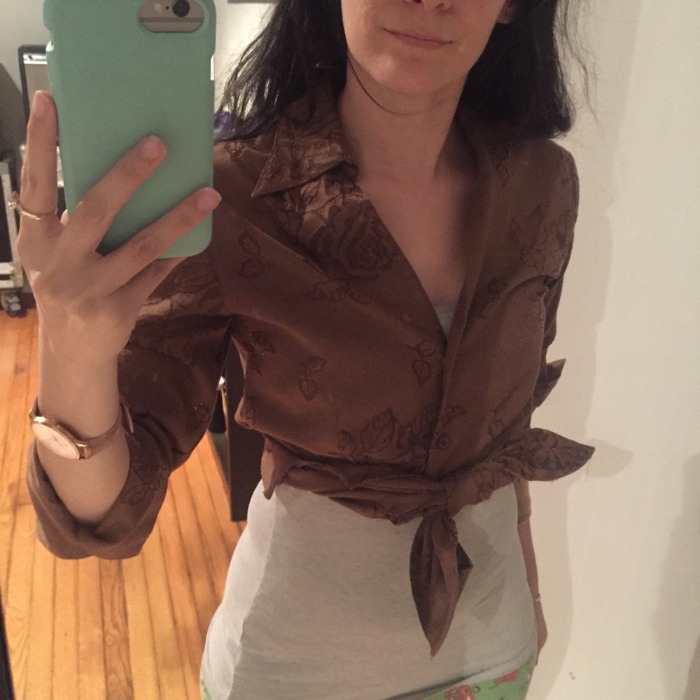 Vintage Bamboo Traders sheer floral blouse shirt